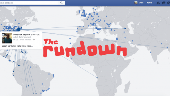The Rundown logo on top of social media platform Facebook, showing the new live streaming video map.